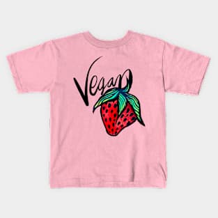 Vegan Neon Strawberry Kids T-Shirt